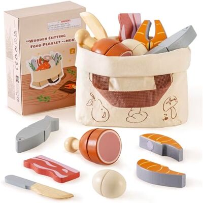 ROBOTIME Set de découpe en Bois pour Enfants Set de Jardinage et de Cuisine Montessori avec Accessoires en Bois, Jouets pour Les Tout-Petits (Set de viandes) - Publicité ROBOTIME Set de découpe en Bois pour Enfants Set de Jardinage et de Cuisine Montessori avec Accessoires en Bois, Jouets pour Les Tout-Petits (Set de viandes) - Publicité