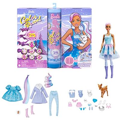 Barbie Calendrier de l’Avent Color Reveal, 1 poupée Color Reveal et 3 animaux, avec vêtements, accessoires et 25 surprises, Jouet Enfant, Dès 3 ans, HJD60 - Publicité Barbie Calendrier de l’Avent Color Reveal, 1 poupée Color Reveal et 3 animaux, avec vêtements, accessoires et 25 surprises, Jouet Enfant, Dès 3 ans, HJD60 - Publicité