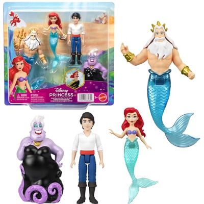 Mattel Disney Princess Coffret Personnages Ariel Coffret de 4 poupées inspirées du Film à l’effigie d’Ariel sirène, du Prince Éric, d’Ursula et du Roi Triton et Un Trident, JHG84 - Publicité Mattel Disney Princess Coffret Personnages Ariel Coffret de 4 poupées inspirées du Film à l’effigie d’Ariel sirène, du Prince Éric, d’Ursula et du Roi Triton et Un Trident, JHG84 - Publicité