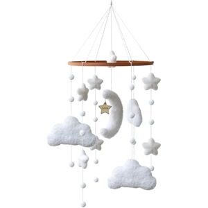Herfair Lit de bébé mobile avec étoiles blanches, lunes et nuages Décoration suspendue Mobile pour le lit Carillon éolien Cadeau pour bébé fille ou garçon - Publicité Herfair Lit de bébé mobile avec étoiles blanches, lunes et nuages Décoration suspendue Mobile pour le lit Carillon éolien Cadeau pour bébé fille ou garçon - Publicité