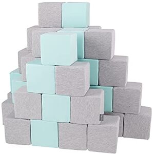 KiddyMoon Blocs De Construction 48 Pièces en Mousse pour Bébé Jouet Éducatif Housse en Coton, Cubes: Gris Clair/Menthe - Publicité KiddyMoon Blocs De Construction 48 Pièces en Mousse pour Bébé Jouet Éducatif Housse en Coton, Cubes: Gris Clair/Menthe - Publicité