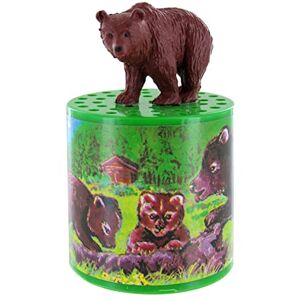Lutèce Créations Boîte à meuh traditionnelle pour entendre le cri, la voix ou le grognement d'un ours avec ours brun en résine sur la boîte et étiquette représentant une famille de plantigrades avec oursons - Publicité Lutèce Créations Boîte à meuh traditionnelle pour entendre le cri, la voix ou le grognement d'un ours avec ours brun en résine sur la boîte et étiquette représentant une famille de plantigrades avec oursons - Publicité