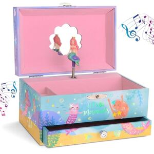 Jewelkeeper Boîte à Bijoux Musicale pour Filles avec Tiroir de Rangement, Sirène Arc-en-Ciel et Feuille d'Or Mélodie Sobre las Olas - Publicité Jewelkeeper Boîte à Bijoux Musicale pour Filles avec Tiroir de Rangement, Sirène Arc-en-Ciel et Feuille d'Or Mélodie Sobre las Olas - Publicité