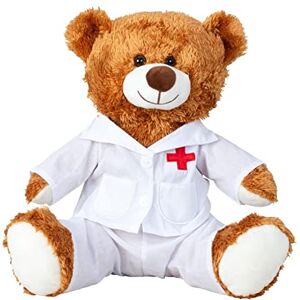 Geschenkestadl Ours en peluche Doctor 33 cm Marron Blouse de médecin Hôpital Bon Rétablissement Doudou Ours en peluche - Publicité Geschenkestadl Ours en peluche Doctor 33 cm Marron Blouse de médecin Hôpital Bon Rétablissement Doudou Ours en peluche - Publicité