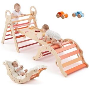 VEVOR Triangle d'escalade 9 en 1, Triangle de Pikler avec 2 Voitures en Bois, Parcours Motricité Intérieur Montessori pour Bébé et Enfants, Coussin, Triangle, Arche et Rampe, Charge Max 68 kg, Orange - Publicité VEVOR Triangle d'escalade 9 en 1, Triangle de Pikler avec 2 Voitures en Bois, Parcours Motricité Intérieur Montessori pour Bébé et Enfants, Coussin, Triangle, Arche et Rampe, Charge Max 68 kg, Orange - Publicité