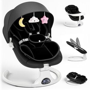 Mechprip Dossier Réglable Transat Bébé Electrique, Balancelle Bébé Avec Coussin Amovible et Table D'appoint, Balançoire pour Baby avec 3 Minuteries et 5 Vitesses, 12 Mélodies, 3 Options D'alimentation (Noir) - Publicité Mechprip Dossier Réglable Transat Bébé Electrique, Balancelle Bébé Avec Coussin Amovible et Table D'appoint, Balançoire pour Baby avec 3 Minuteries et 5 Vitesses, 12 Mélodies, 3 Options D'alimentation (Noir) - Publicité