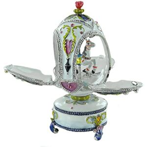 Lutèce Créations Boîte à musique / boîte musicale pour Pâques en forme d'oeuf musical de style Fabergé avec cheval de carrousel animé et mécanisme musical à ressort de 18 notes La lettre à Elise (L. v. Beethoven) - Publicité Lutèce Créations Boîte à musique / boîte musicale pour Pâques en forme d'oeuf musical de style Fabergé avec cheval de carrousel animé et mécanisme musical à ressort de 18 notes La lettre à Elise (L. v. Beethoven) - Publicité