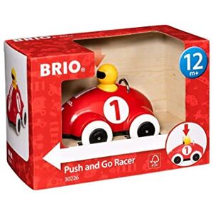 Brio 30226 Voiture de Course Push & Go Rouge Jouet d'éveil Premier Age Stimule la motricité Système à rétrofriction Facile à Faire fonctionner Dès 12 Mois - Publicité