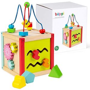 boppi Cube d'activité en Bois 5 en 1 Labyrinthe à 8 Billes à 2 Sens Jouet sensoriel pour bébé avec Horloge Roues dentées Trieur de Formes et Coulisseau à Canards Multifonctions Jeu éducationnel - Publicité boppi Cube d'activité en Bois 5 en 1 Labyrinthe à 8 Billes à 2 Sens Jouet sensoriel pour bébé avec Horloge Roues dentées Trieur de Formes et Coulisseau à Canards Multifonctions Jeu éducationnel - Publicité