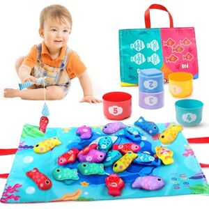 Pmueuff Jouet Bebe 1 an, Jeux Montessori Peche a la Ligne pour Enfant 1 2 Ans Jouets de Pêche Velcro avec 15 Poissons en Tissu Colorés et 5 Seaux Empilables Cadeau pour Fille Garcon 1 2 3 Ans - Publicité Pmueuff Jouet Bebe 1 an, Jeux Montessori Peche a la Ligne pour Enfant 1 2 Ans Jouets de Pêche Velcro avec 15 Poissons en Tissu Colorés et 5 Seaux Empilables Cadeau pour Fille Garcon 1 2 3 Ans - Publicité