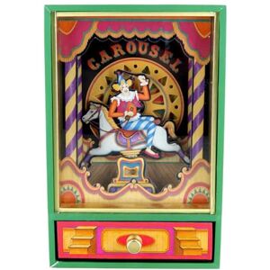 Lutèce Créations Boîte à musique / boîte musicale animée en bois sur le thème du cirque avec clown sur un cheval de carrousel et mécanisme musical à ressort de 18 notes (42-317) Le beau Danube bleu (J. Strauss). Publicité Lutèce Créations Boîte à musique / boîte musicale animée en bois sur le thème du cirque avec clown sur un cheval de carrousel et mécanisme musical à ressort de 18 notes (42-317) Le beau Danube bleu (J. Strauss). Publicité