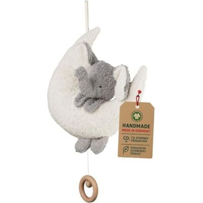 Efie — Bio doudou musical – éléphant sur lune en coton 100% bio GOTS certifiée rembourrage de laine de mouton fabriqué en Allemagne Mélodie „Weißt du, wieviel Sternlein stehen“ - Publicité Efie — Bio doudou musical – éléphant sur lune en coton 100% bio GOTS certifiée rembourrage de laine de mouton fabriqué en Allemagne Mélodie „Weißt du, wieviel Sternlein stehen“ - Publicité