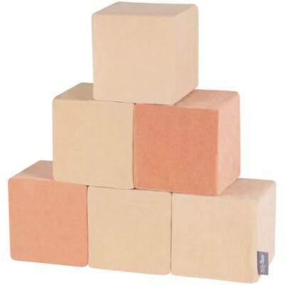KiddyMoon Blocs De Construction 6 Pièces en Mousse pour Bébé Jouet Éducatif Housse en Velours, Cubes: Beige Sableux/Rose des Sables - Publicité KiddyMoon Blocs De Construction 6 Pièces en Mousse pour Bébé Jouet Éducatif Housse en Velours, Cubes: Beige Sableux/Rose des Sables - Publicité