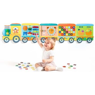VEVOR Panneau Mural Sensoriel pour Enfants en Feutre Train 14 en 1 Pliable Tableau d'Activités Montessori pour Voyage, Garderie, Classe, Jouet Éducatif Mural avec Lettres, Fruits, Légumes et Horloge - Publicité VEVOR Panneau Mural Sensoriel pour Enfants en Feutre Train 14 en 1 Pliable Tableau d'Activités Montessori pour Voyage, Garderie, Classe, Jouet Éducatif Mural avec Lettres, Fruits, Légumes et Horloge - Publicité