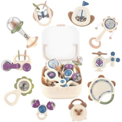 JOYBOY Hochet Bebe 0-3 Mois, 10 Pièces Montessori Jouet Dentition et d'Eveil Bébé pour 3 6 9 12 Mois, Cadeau Nouveau né Bébé Fille Garçon - Publicité JOYBOY Hochet Bebe 0-3 Mois, 10 Pièces Montessori Jouet Dentition et d'Eveil Bébé pour 3 6 9 12 Mois, Cadeau Nouveau né Bébé Fille Garçon - Publicité