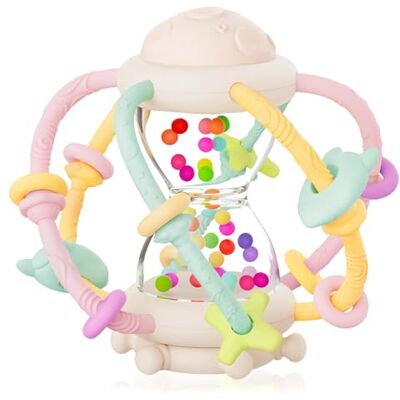 Zyluniy Jouet Bébé 6 9 Mois, jouets sensoriels anneau de dentition, hochet bébé, jouet d'éveil Montessori, anneau de dentition en silicone sans BPA, Cadeau Naissance Fille et Garçon (Jaune) - Publicité Zyluniy Jouet Bébé 6 9 Mois, jouets sensoriels anneau de dentition, hochet bébé, jouet d'éveil Montessori, anneau de dentition en silicone sans BPA, Cadeau Naissance Fille et Garçon (Jaune) - Publicité