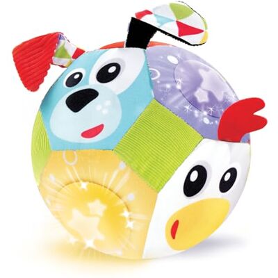 Yookidoo Balle Bébé Musicale et Lumineuse, Souple, dès 3 Mois Lumières et musique au mouvement, 3 animaux de la ferme doux, oreilles qui crépitent, poussette ou lit, à piles - Publicité Yookidoo Balle Bébé Musicale et Lumineuse, Souple, dès 3 Mois Lumières et musique au mouvement, 3 animaux de la ferme doux, oreilles qui crépitent, poussette ou lit, à piles - Publicité
