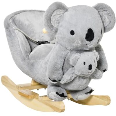 HOMCOM Jouet à Bascule Koala avec marionnette Effet sonore Rugissement Fauteuil Intégré, Ceinture de Sécurité, pour 18-36 mois, Bois Peuplier, Peluche Courte Polyester, Gris - Publicité HOMCOM Jouet à Bascule Koala avec marionnette Effet sonore Rugissement Fauteuil Intégré, Ceinture de Sécurité, pour 18-36 mois, Bois Peuplier, Peluche Courte Polyester, Gris - Publicité