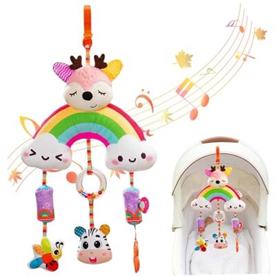 Bemonew Jouets suspendus pour bébé, jouets de poussette apaisants de dessin animé mignon avec cloches et anneau dentition, bébé compagnon coloré pour voiture, berceau, maison, Style-1 - Publicité Bemonew Jouets suspendus pour bébé, jouets de poussette apaisants de dessin animé mignon avec cloches et anneau dentition, bébé compagnon coloré pour voiture, berceau, maison, Style-1 - Publicité
