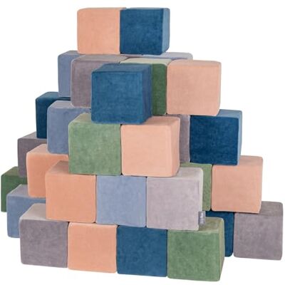KiddyMoon Blocs De Construction 48 Pièces en Mousse pour Bébé Jouet Éducatif Housse en Velours, Cubes: Bleu Lagune-Vert Forêt-Rose De Sables-Bleu Glacier-Gris De Montagnes - Publicité KiddyMoon Blocs De Construction 48 Pièces en Mousse pour Bébé Jouet Éducatif Housse en Velours, Cubes: Bleu Lagune-Vert Forêt-Rose De Sables-Bleu Glacier-Gris De Montagnes - Publicité