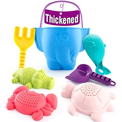 hahaland Kit de Jouets de Plage Enfant, Jouet de Sable avec Seau Plage pour Bébés Enfant, Turtle Crocodile Baleine Crabe Moules Jouets de Bain, 7 PCS - Publicité hahaland Kit de Jouets de Plage Enfant, Jouet de Sable avec Seau Plage pour Bébés Enfant, Turtle Crocodile Baleine Crabe Moules Jouets de Bain, 7 PCS - Publicité