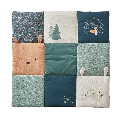 Vertbaudet Tapis de sol/fond de parc patchwork coton et velours BROCÉLIANDE vert imprimé 75X100 - Publicité Vertbaudet Tapis de sol/fond de parc patchwork coton et velours BROCÉLIANDE vert imprimé 75X100 - Publicité