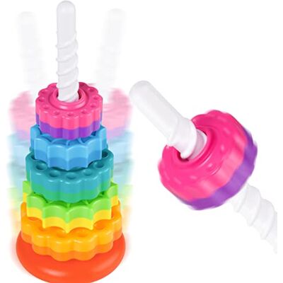NiToy Tour empilable de 35 cm avec fonction rotative, anneaux d'empilage arc-en-ciel pour enfants, roues rotatives bicolores, jouet éducatif en plastique ABS sans BPA pour la promotion précoce et le - Publicité NiToy Tour empilable de 35 cm avec fonction rotative, anneaux d'empilage arc-en-ciel pour enfants, roues rotatives bicolores, jouet éducatif en plastique ABS sans BPA pour la promotion précoce et le - Publicité