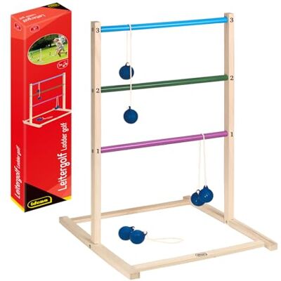 Idena 40380 Jeu de Lancer Leitergolf Outdoor en Bois, avec 3 Paires de balles de Golf, Dimensions 75 x 52 x 55 cm, pour Enfants à partir de 6 Ans, Convient pour l'intérieur et l'extérieur, FSC 100 - Publicité Idena 40380 Jeu de Lancer Leitergolf Outdoor en Bois, avec 3 Paires de balles de Golf, Dimensions 75 x 52 x 55 cm, pour Enfants à partir de 6 Ans, Convient pour l'intérieur et l'extérieur, FSC 100 - Publicité