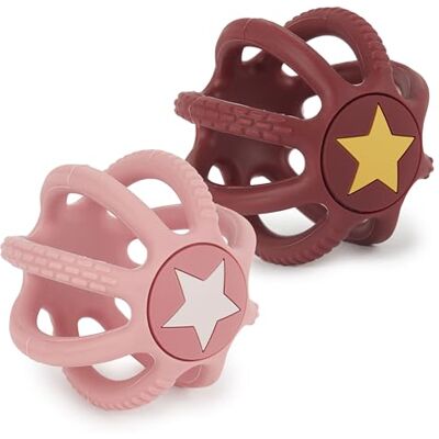 BIECO Rosy Sky Lot de 2 balles de dentition et de préhension en silicone pour bébé - Publicité BIECO Rosy Sky Lot de 2 balles de dentition et de préhension en silicone pour bébé - Publicité