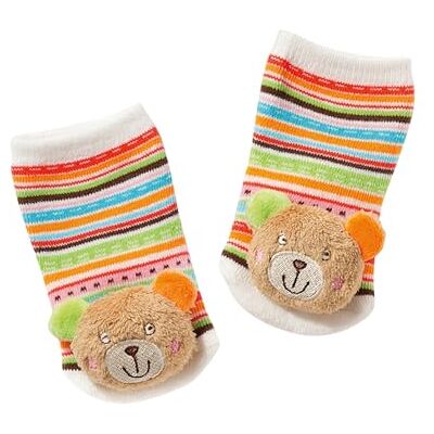 Fehn Chaussettes Hochet Oskar Ours en Peluche - Publicité Fehn Chaussettes Hochet Oskar Ours en Peluche - Publicité