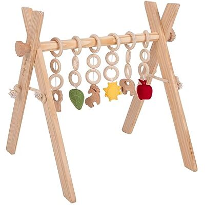 KiddyMoon Portique D’Eveil En Bois Pour Bébé Avec Jouets Suspendus Ensemble D'activités Pour Enfants Et Nourrissons Salle De Jeu, Naturelle - Publicité KiddyMoon Portique D’Eveil En Bois Pour Bébé Avec Jouets Suspendus Ensemble D'activités Pour Enfants Et Nourrissons Salle De Jeu, Naturelle - Publicité