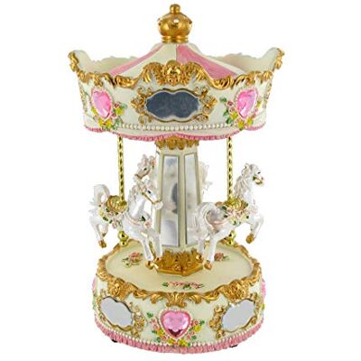 Lutèce Créations Boîte à Musique/carrousel/manège Musical Miniature animé en polystone avec Chevaux et mécanisme Musical à Ressort de 18 Notes (réf: 14241) La Lettre à Elise (L.v. Beethoven). Publicité Lutèce Créations Boîte à Musique/carrousel/manège Musical Miniature animé en polystone avec Chevaux et mécanisme Musical à Ressort de 18 Notes (réf: 14241) La Lettre à Elise (L.v. Beethoven). Publicité