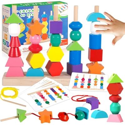 ZZQVIP Jouet Montessori Bois Puzzle Enfant, 2 en 1 Jeux Pédagogique Empilable 2 3 4 5 6 Ans, Jouets de Tri à Enfiler Jeux d'éveil et d'activités, Educatif Jeu pour Bébé Enfant Garçon Fille - Publicité ZZQVIP Jouet Montessori Bois Puzzle Enfant, 2 en 1 Jeux Pédagogique Empilable 2 3 4 5 6 Ans, Jouets de Tri à Enfiler Jeux d'éveil et d'activités, Educatif Jeu pour Bébé Enfant Garçon Fille - Publicité