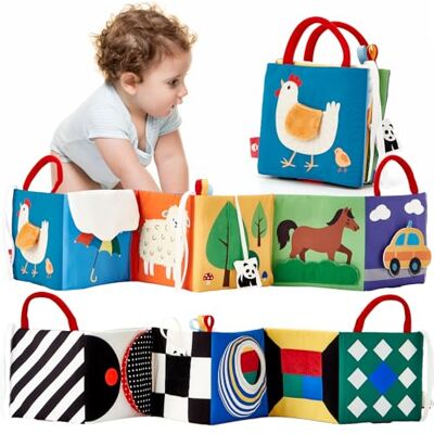 hahaland Livre Tissu Bébé Eveil 0 3 6 Mois, Jouet Suspendre avec Noir et Blanc pour Poussettes, Livre Doux Froissé avec des Animaux Cadeau de Naissance pour Tout-Petit Garçon Fille - Publicité hahaland Livre Tissu Bébé Eveil 0 3 6 Mois, Jouet Suspendre avec Noir et Blanc pour Poussettes, Livre Doux Froissé avec des Animaux Cadeau de Naissance pour Tout-Petit Garçon Fille - Publicité