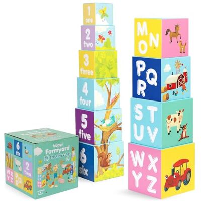 boppi Blocs Empilables pour Enfants 10 Blocs avec Images, Chiffres, Lettres et Animaux de Ferme Jouet Montessori en Carton Écologique pour Âges 1 et Plus - Publicité boppi Blocs Empilables pour Enfants 10 Blocs avec Images, Chiffres, Lettres et Animaux de Ferme Jouet Montessori en Carton Écologique pour Âges 1 et Plus - Publicité