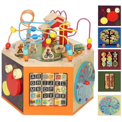 AIYAPLAY Cube de motricité, Cube d'activité 8 en 1 avec boucle de motricité, labyrinthe de perles, trieur de formes, jouet de motricité Jouets éducatifs pour enfants de 18 mois et plus - Publicité AIYAPLAY Cube de motricité, Cube d'activité 8 en 1 avec boucle de motricité, labyrinthe de perles, trieur de formes, jouet de motricité Jouets éducatifs pour enfants de 18 mois et plus - Publicité
