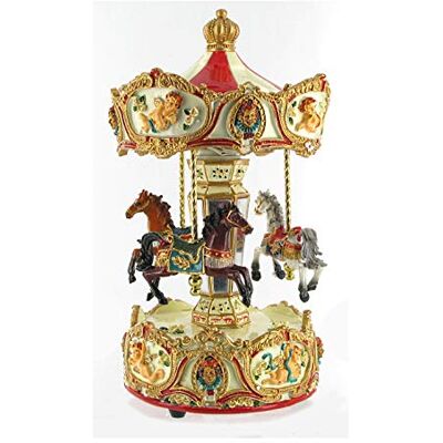 Lutèce Créations Boîte à Musique/carrousel/manège Musical Miniature animé en résine avec Chevaux et mécanisme Musical à Ressort de 18 Notes (réf: 14199) Rigoletto (Giuseppe Verdi) - Publicité Lutèce Créations Boîte à Musique/carrousel/manège Musical Miniature animé en résine avec Chevaux et mécanisme Musical à Ressort de 18 Notes (réf: 14199) Rigoletto (Giuseppe Verdi) - Publicité