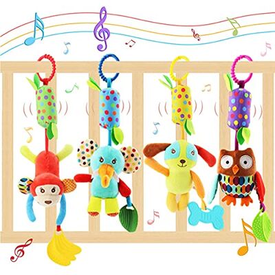 Evance Jouets de Poussette, 4PCS Jouets Suspendus Cadeau pour Bébé, Jouet Hochet Suspendus, Peluche Jouet à Suspendre pour 0,3,6,9,12 Mois Garçons Filles Cadeaux d'anniversaire - Publicité Evance Jouets de Poussette, 4PCS Jouets Suspendus Cadeau pour Bébé, Jouet Hochet Suspendus, Peluche Jouet à Suspendre pour 0,3,6,9,12 Mois Garçons Filles Cadeaux d'anniversaire - Publicité