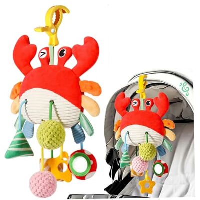 Pineeseatile Jouets de siège de Voiture en Peluche pour bébé, Jouets Suspendus en Spirale pour Poussette, Berceau Barre Berceau avec boîte à Musique, Forme Crabe - Publicité Pineeseatile Jouets de siège de Voiture en Peluche pour bébé, Jouets Suspendus en Spirale pour Poussette, Berceau Barre Berceau avec boîte à Musique, Forme Crabe - Publicité