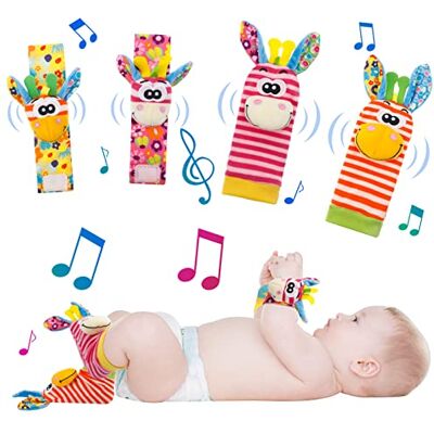 KroY PecoeD Bébé Poignet et Chaussettes Hochet, 4 Pcs Hochet Bebe Bell Strap Poignet et Pied Finder Jouets d'éveil pour Tout-petits Garçons Filles Développement Sensoriel Cadeau - Publicité KroY PecoeD Bébé Poignet et Chaussettes Hochet, 4 Pcs Hochet Bebe Bell Strap Poignet et Pied Finder Jouets d'éveil pour Tout-petits Garçons Filles Développement Sensoriel Cadeau - Publicité
