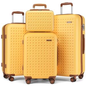 Kono Set de 4 Valises Rigides (14/20/24/28 Pouces) ABS+PC Léger et Résistant, 4 roulettes Silencieuses 360° et Serrures TSA, Grandes Capacités, Jaune - Publicité Kono Set de 4 Valises Rigides (14/20/24/28 Pouces) ABS+PC Léger et Résistant, 4 roulettes Silencieuses 360° et Serrures TSA, Grandes Capacités, Jaune - Publicité
