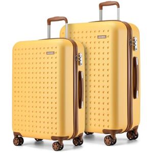 Kono Set de 2 Valises Rigide ABS Valise de Voyage, Moyenne Valise Grande Valise 4 roulettes et Serrure TSA, Jaune - Publicité Kono Set de 2 Valises Rigide ABS Valise de Voyage, Moyenne Valise Grande Valise 4 roulettes et Serrure TSA, Jaune - Publicité
