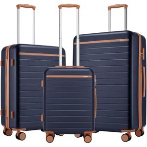 Kono Lot Valise Set de Valise 3 Pièces 55/66.5/76.5cm Valise Rigide ABS+PC Léger Durable Suitcase avec Serrure Extérieure de Sécurité, Roues Silencieuses 360°, Marine - Publicité Kono Lot Valise Set de Valise 3 Pièces 55/66.5/76.5cm Valise Rigide ABS+PC Léger Durable Suitcase avec Serrure Extérieure de Sécurité, Roues Silencieuses 360°, Marine - Publicité