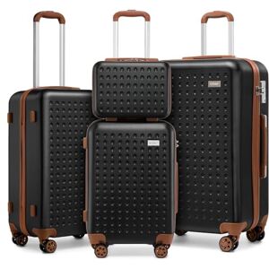Kono Set de 3 Valise Soute 31/57/67/76cm ABS Rigide, Vanity Case Cabine Valise Moyenne Grande avec 4 roulettes 360° et Serrure TSA(Noir) - Publicité Kono Set de 3 Valise Soute 31/57/67/76cm ABS Rigide, Vanity Case Cabine Valise Moyenne Grande avec 4 roulettes 360° et Serrure TSA(Noir) - Publicité