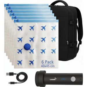 Lavatelli Set de Voyage avec Pompe sans fil USB-C & 6 sacs sous vide 40x45 cm, Organiseur de sac à dos 40x30x20, Kit gain de place pour valise, compact et performant - Publicité Lavatelli Set de Voyage avec Pompe sans fil USB-C & 6 sacs sous vide 40x45 cm, Organiseur de sac à dos 40x30x20, Kit gain de place pour valise, compact et performant - Publicité