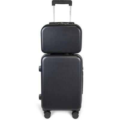 KINSTON Valise Cabine Rigide ABS Légère 4 Roues 360° Bagage à Main Trolley Voyage Avion Bagage soute Vanity Rigide avec Accroche (Trousse de Toilette) Set 2 Pièces Noir - Publicité KINSTON Valise Cabine Rigide ABS Légère 4 Roues 360° Bagage à Main Trolley Voyage Avion Bagage soute Vanity Rigide avec Accroche (Trousse de Toilette) Set 2 Pièces Noir - Publicité