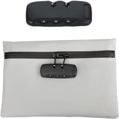LNGJIN Porte-Monnaie avec Serrure,24.5cm*16.5cm Sacs à Valeurs Ignifuges,Sac de Voyage Anti-odeurs,Sac Ignifuge et étanche avec Serrure,Porte-Documents Ignifuge et étanche avec Serrure,(Gris) - Publicité LNGJIN Porte-Monnaie avec Serrure,24.5cm*16.5cm Sacs à Valeurs Ignifuges,Sac de Voyage Anti-odeurs,Sac Ignifuge et étanche avec Serrure,Porte-Documents Ignifuge et étanche avec Serrure,(Gris) - Publicité