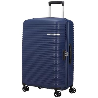 American Tourister Chariot Liftoff, bleu nuit, L, Valise rigide à roulettes doubles à 360° - Publicité American Tourister Chariot Liftoff, bleu nuit, L, Valise rigide à roulettes doubles à 360° - Publicité