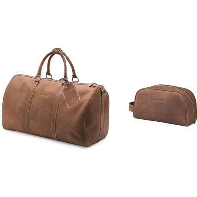 DRAKENSBERG Weekender John Sac de voyage élégant en cuir pour homme et femme, adapté aux bagages à main, 40 l - Publicité DRAKENSBERG Weekender John Sac de voyage élégant en cuir pour homme et femme, adapté aux bagages à main, 40 l - Publicité