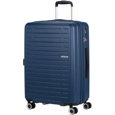 American Tourister Aerojoy Valise d'enregistrement de 66 cm, 4 roues, toit rigide, ABS, bleu foncé, serrure TSA, séparateur intérieur en maille zippée, extensible, légère - Publicité American Tourister Aerojoy Valise d'enregistrement de 66 cm, 4 roues, toit rigide, ABS, bleu foncé, serrure TSA, séparateur intérieur en maille zippée, extensible, légère - Publicité
